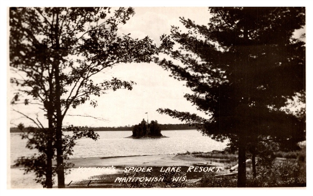 RPPC Koerner's Spider Lake Resort Manitowish WI C1950's Postcard AF6