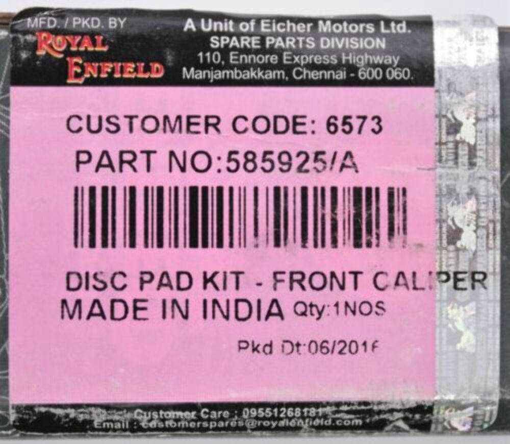 Brake Pads Genuine Royal Enfield Brembo Front 585925/A Continental GT J8
