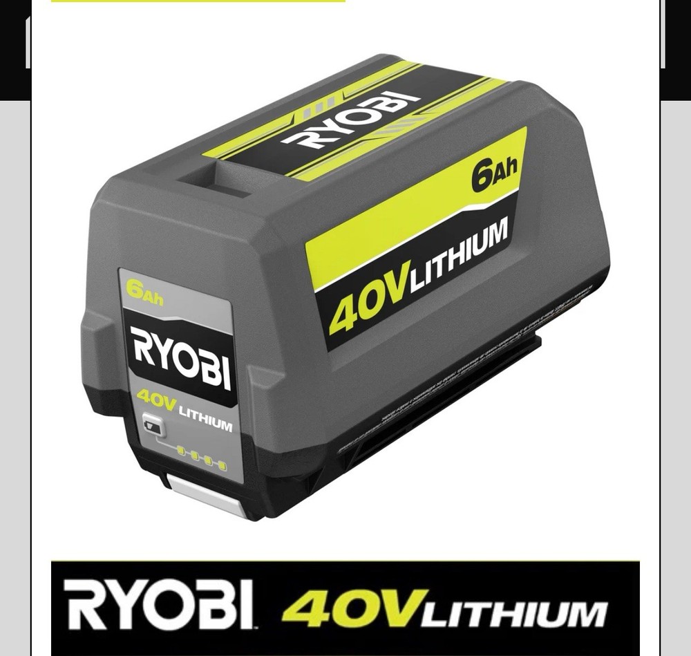 RYOBI 40V 6Ah Lithium Battery for 40V Tools - New High-Capacity Power