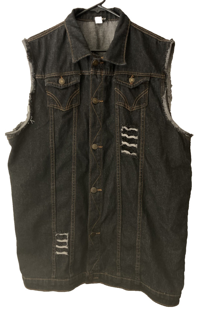 Nasky dark blue denim jacket vest - men's size 3XL - punk goth metal rock biker