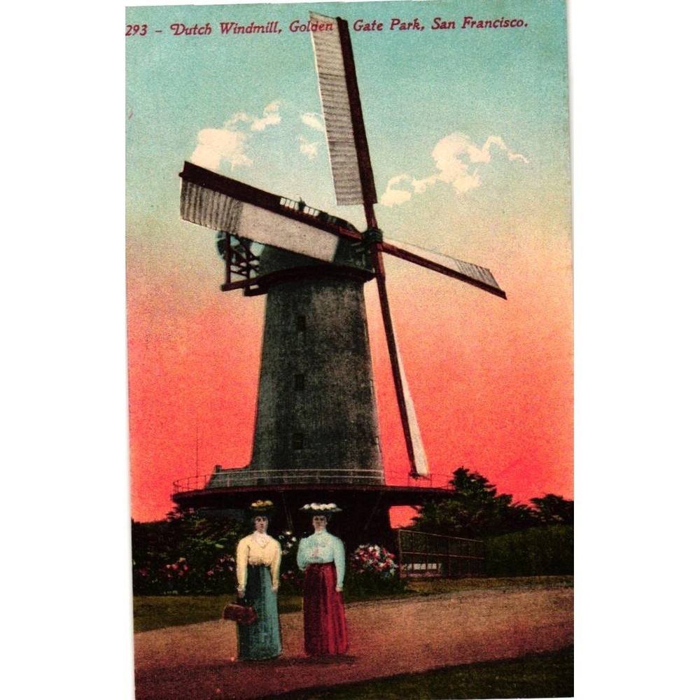 Vintage Dutch Windmill Golden Gate Park San Francisco Postcard 1915 PPIE Seal