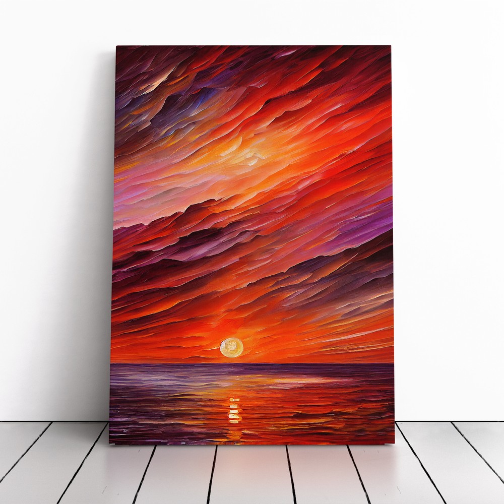 Ocean Sunset View No.7 Canvas Wall Art Print Framed Picture Home Office Decor