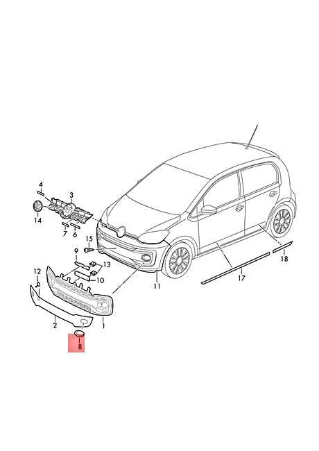 OEM VW up! e-up! 122 Cover Ring Right 1S0853102A2ZZ