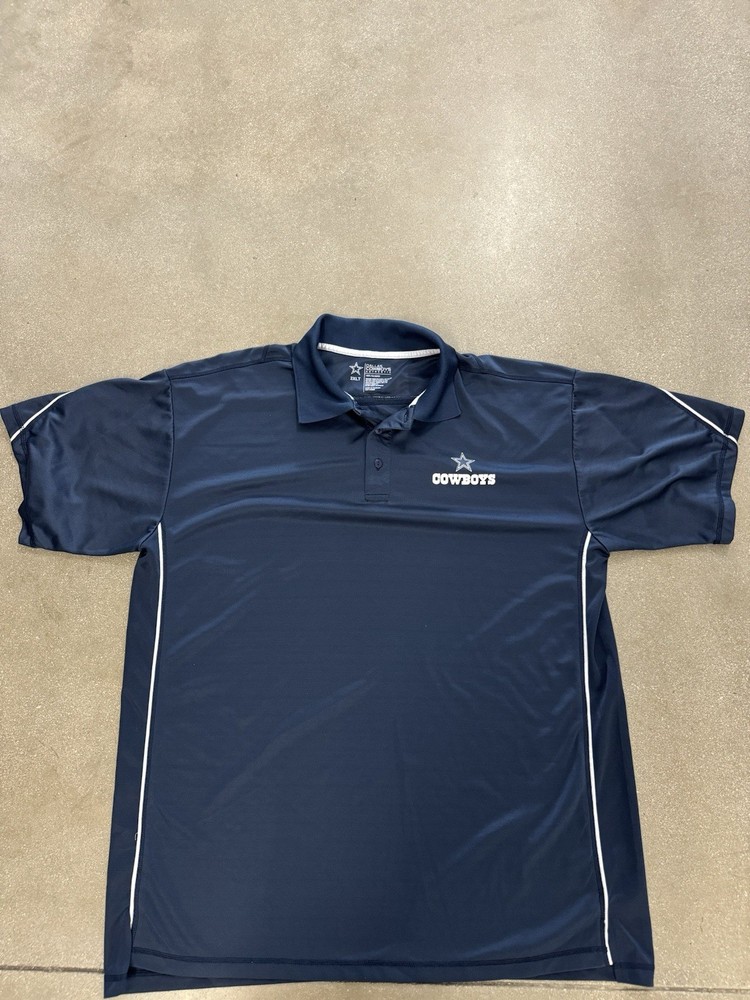 Dallas Cowboys 2XL Authentic Apparel Football NFL Blue Logo Polo Shirt