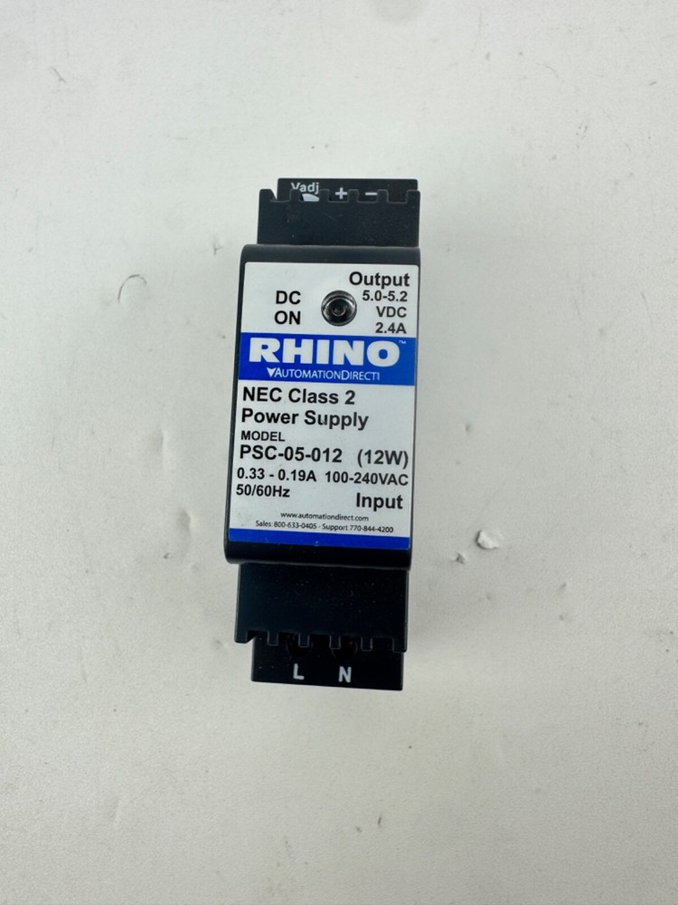 Rhino PSC-05-012 Power Supply 12w 0.33-0.19a 100-240vac input 5.0-5.2vdc 2.4a