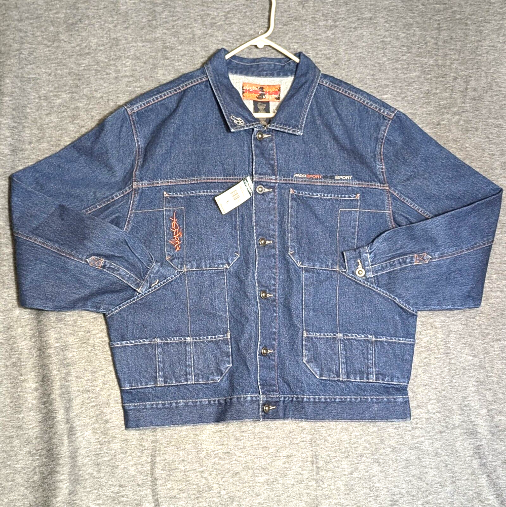 VTG Paco Sport Denim Jacket Street Wear Oversized Unisex Size L Large Y2k Skater