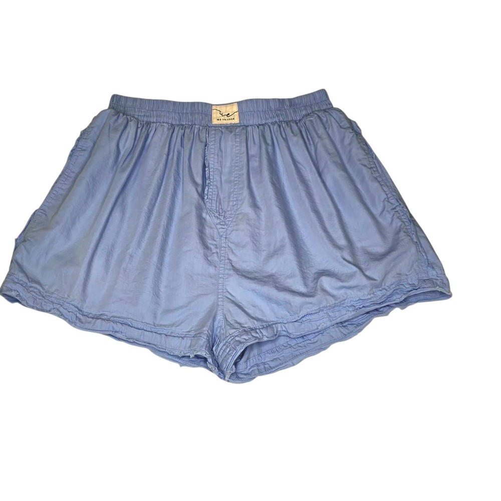 Free People Day to Day Boxer Shorts Size Small. Blue. Raw Edge Hem. Side Pockets