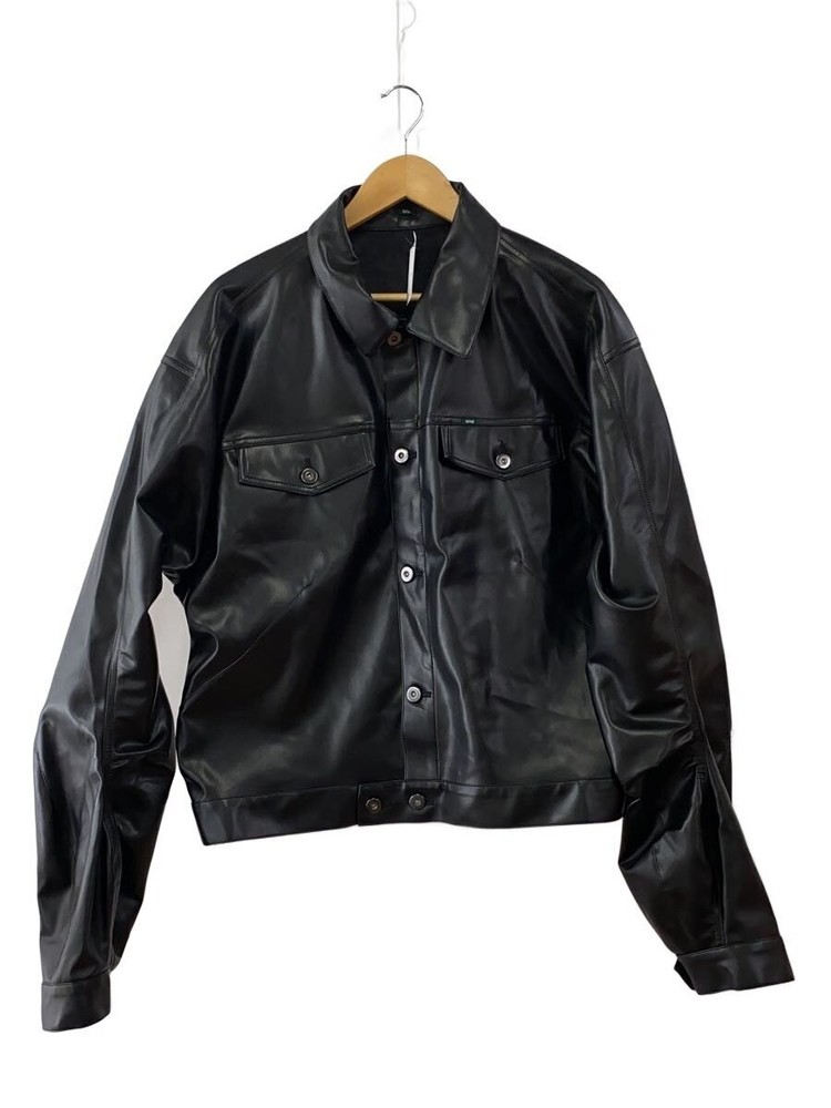 Leather Jacket Blouson/2/Polyester/Blk/Plain 11201