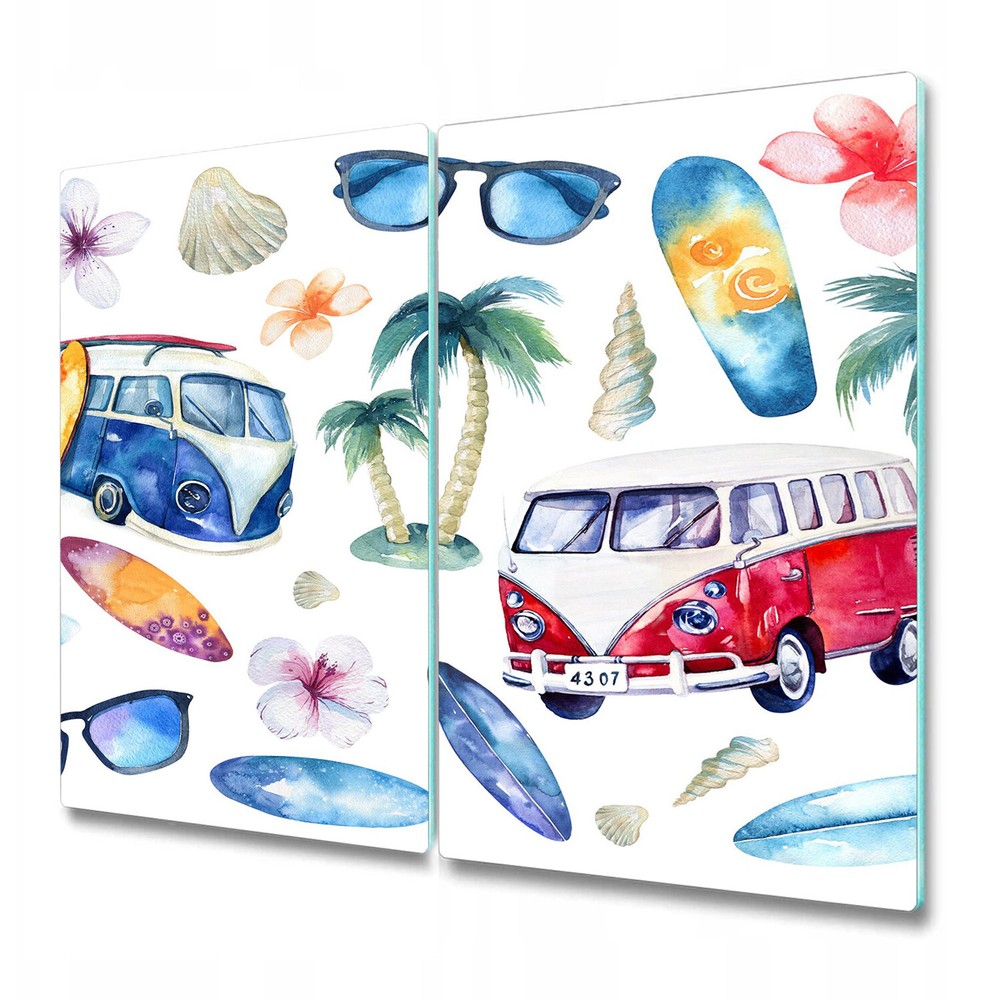 Glass Chopping Cutting Board Surfers Beach Holiday Ocean Hawaii 2x30x52