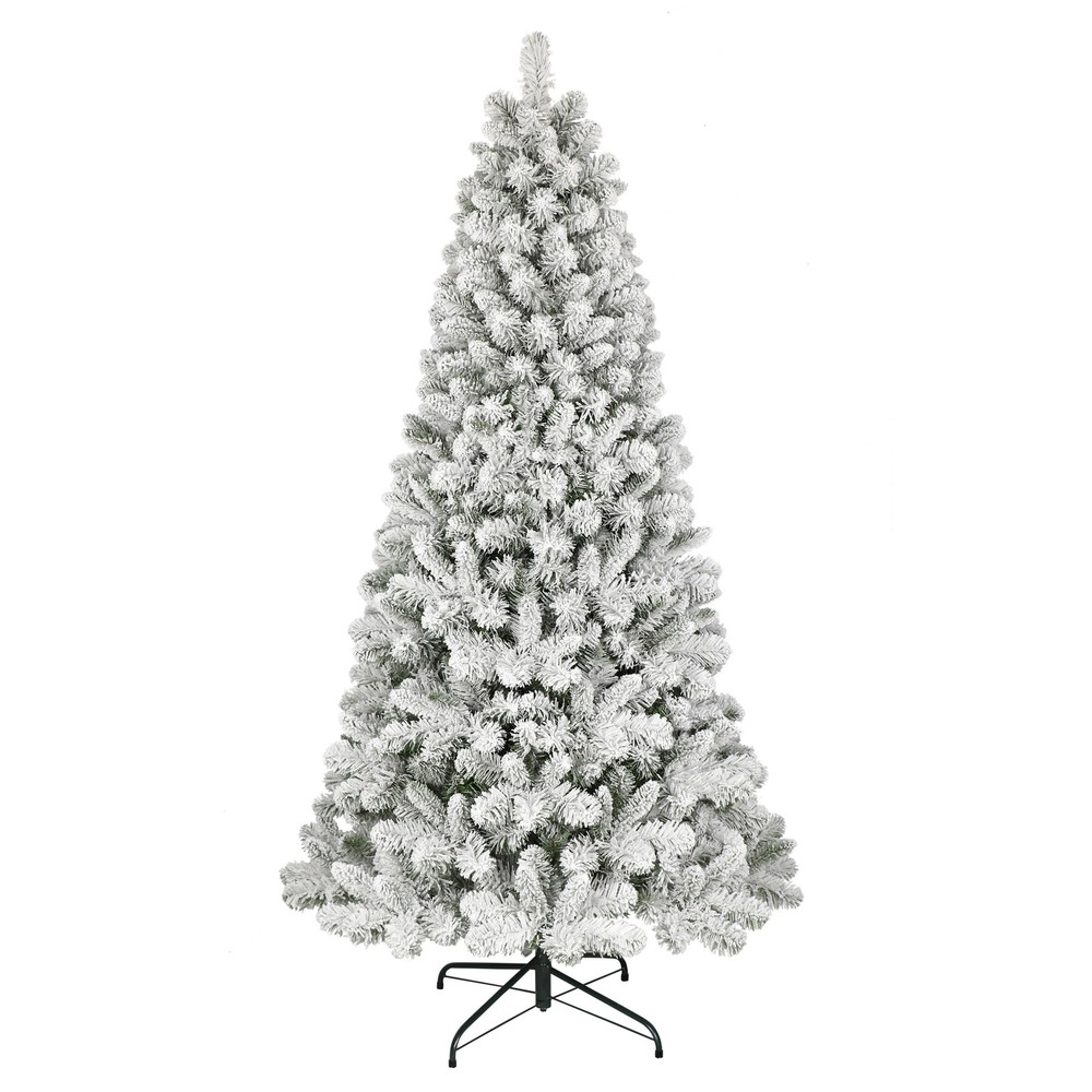 6.5 ft Flocked Virginia Pine Christmas Tree by Puleo International