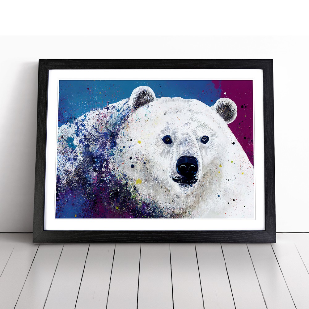 Polar Bear Splash Vol 2 Framed Abstract Canvas Wall Art Poster