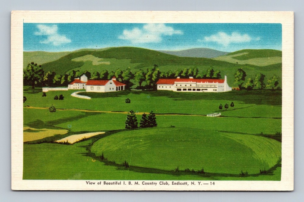 Vintage I.B.M. Country Club Endicott NY Linen Postcard Piersons Publisher