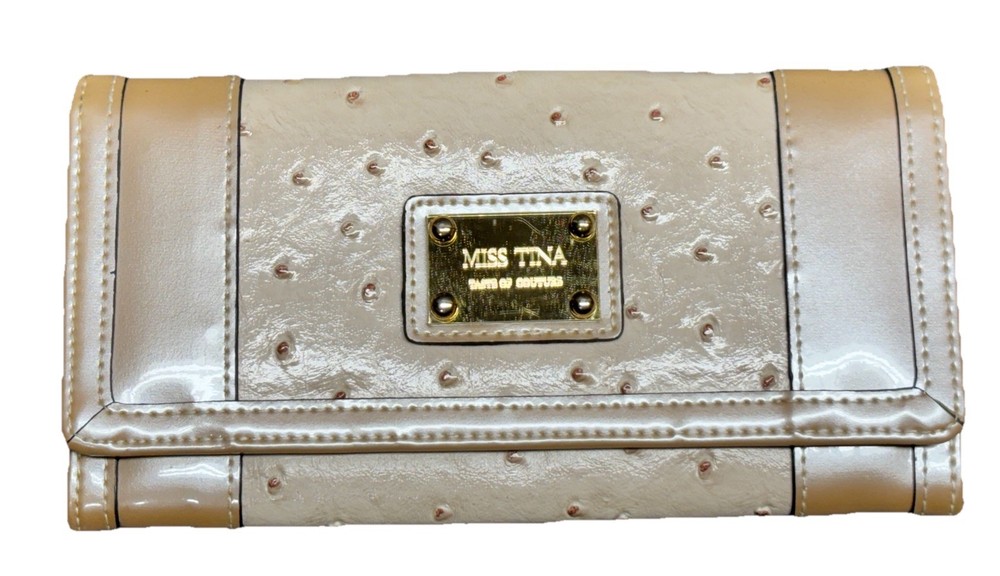 Miss Tina Tan/Gold Faux Ostrich Wallet