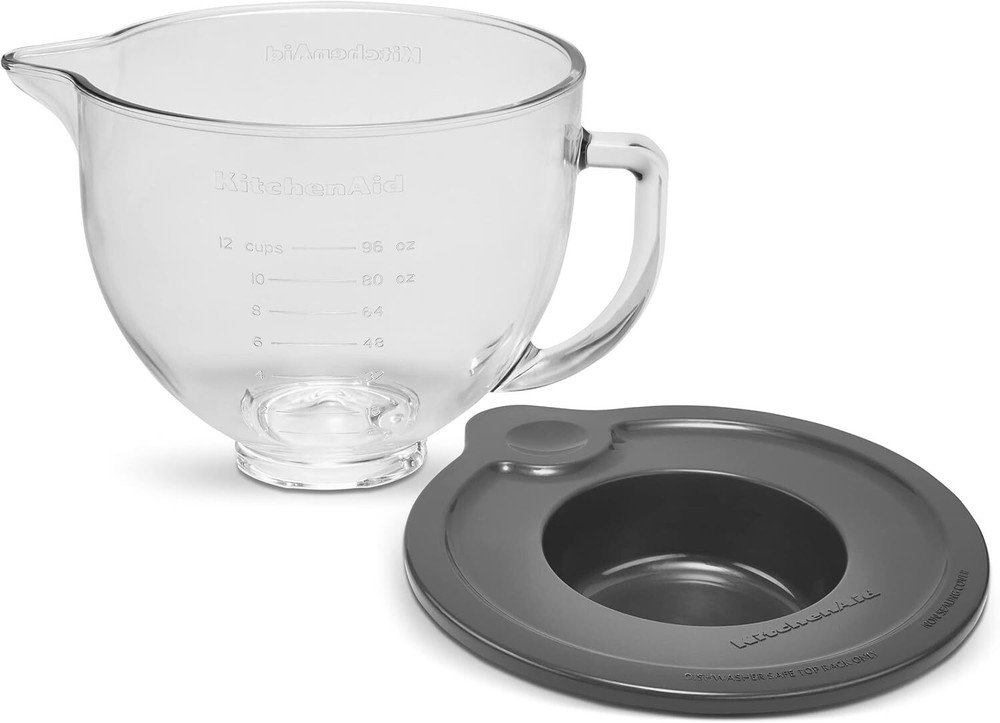 KitchenAid 5 Quart Glass Mixing Bowl with Measurement Markings for Stand Mixers  