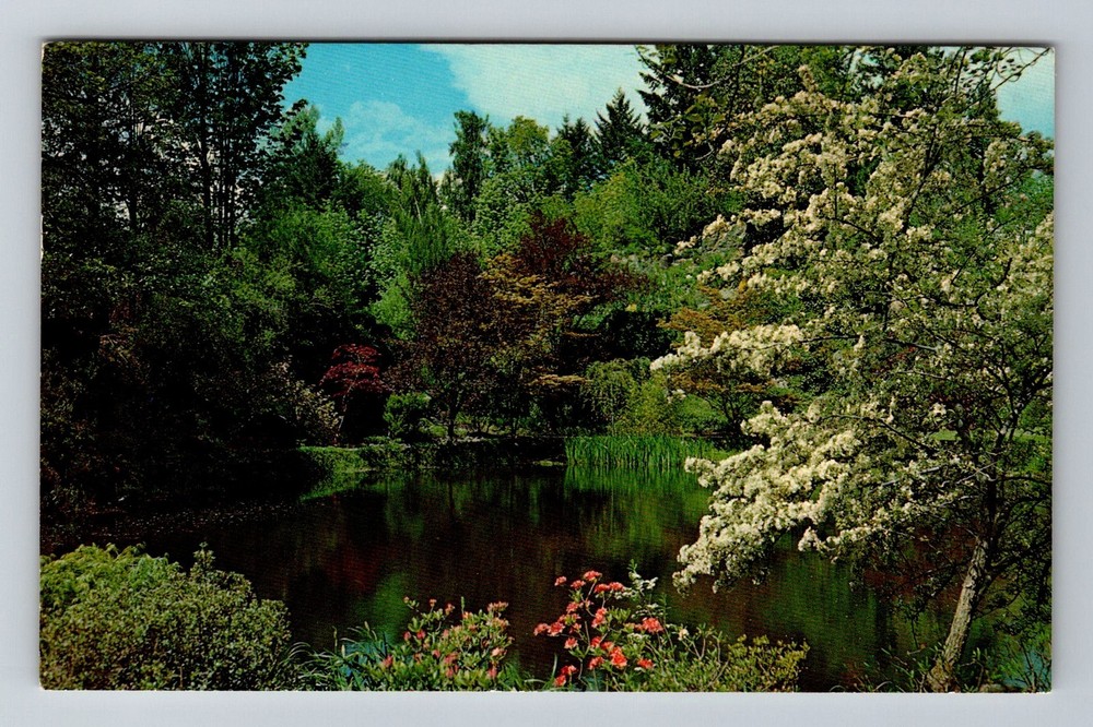 Canada- Victoria B.C Butchart Gardens Lake Old Post View Vintage c1973 Postcard