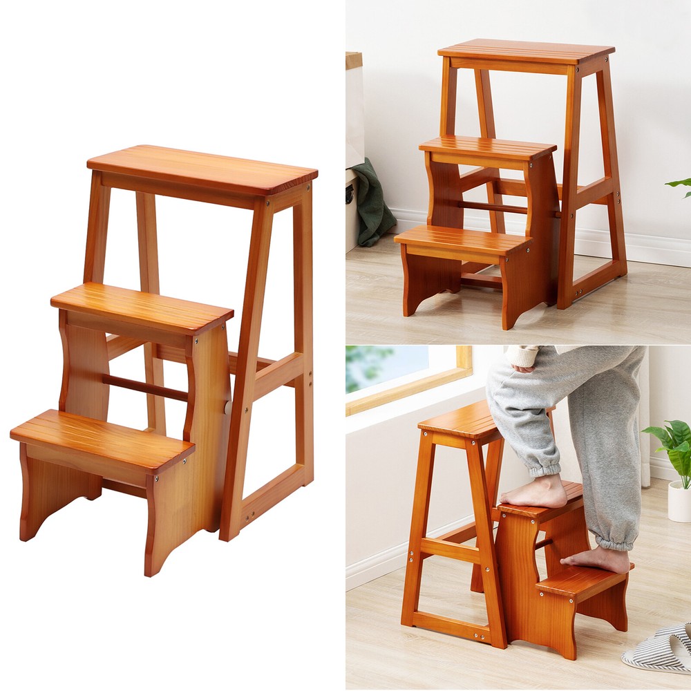 3-Step Folding Library Ladder Chair,  Portable Multifunctional Step Stool