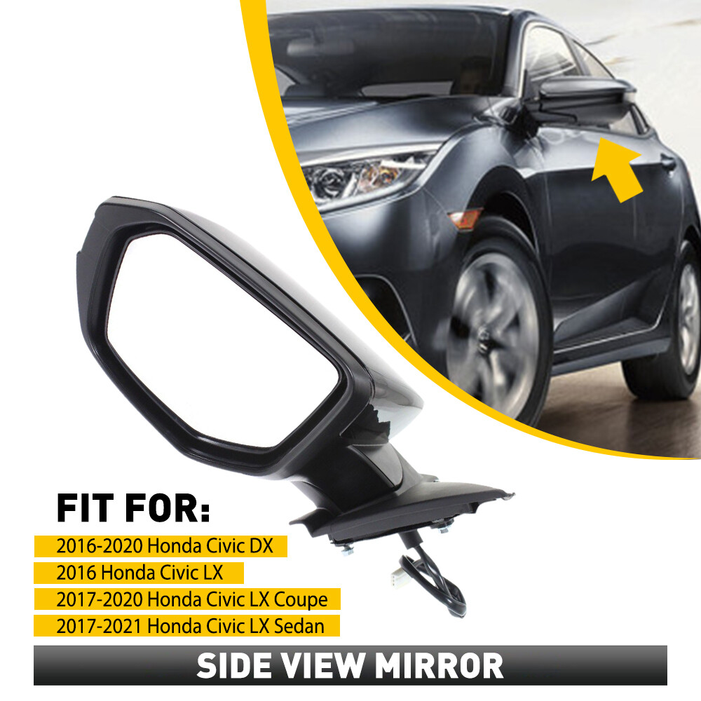Black Power Mirror Adjust 3Wires Left Driver Side For 2016-2020 Honda Civic New