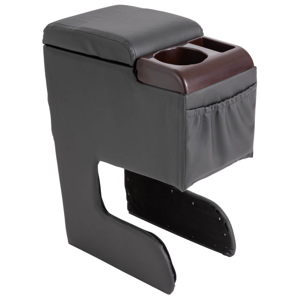 Universal PU Leather Car Armrest Storage Box Black Center Console Organizer  