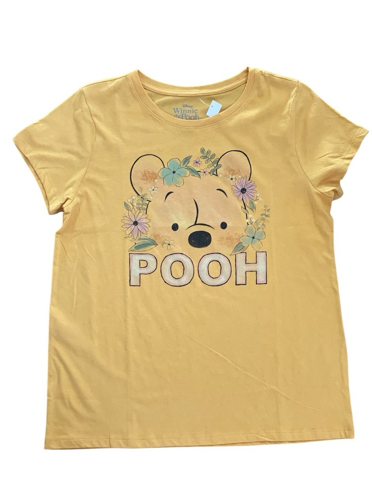 Disney Winnie The Pooh Floral Graphics Women's T-Shirt Size Medium M