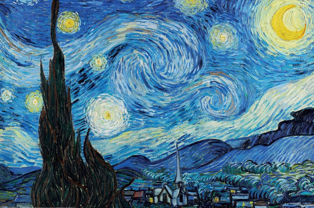 Starry Night - Art Poster (By Vincent Van Gogh) (Size: 36
