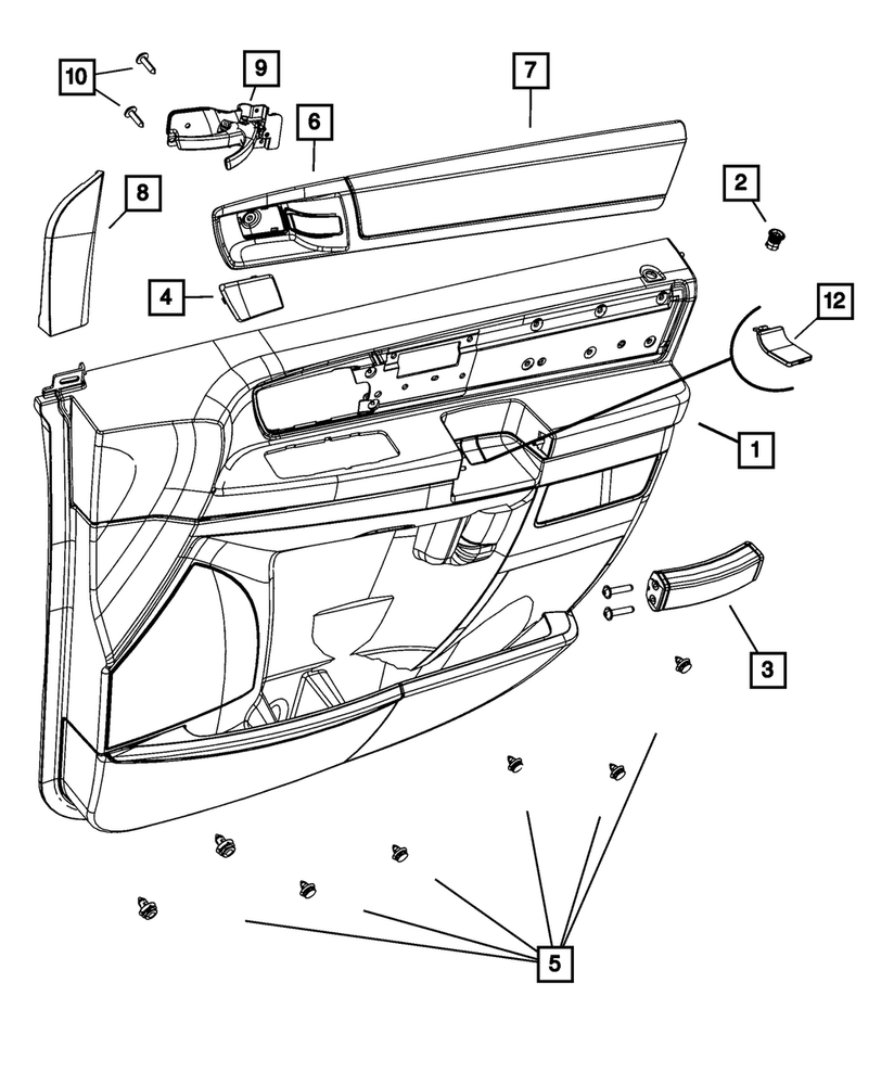 Genuine Mopar Front Door Trim Panel Right 1JD701VSAA