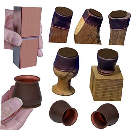 1-1/2 inch Felt Bottom Soft Silicone Chair Leg Covers, 16 Medium Dark Walnut