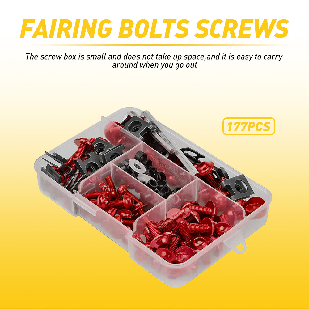 Red Motorcycle Complete Fairing Bolt Kit Body Screw Set Replacement Universal US