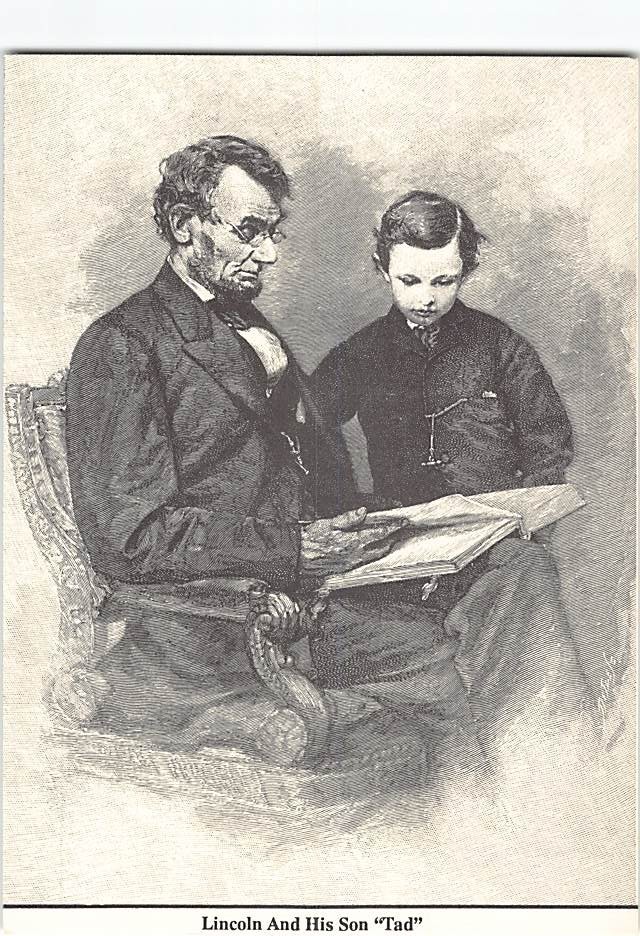 Postcard Abraham Lincoln & Tad