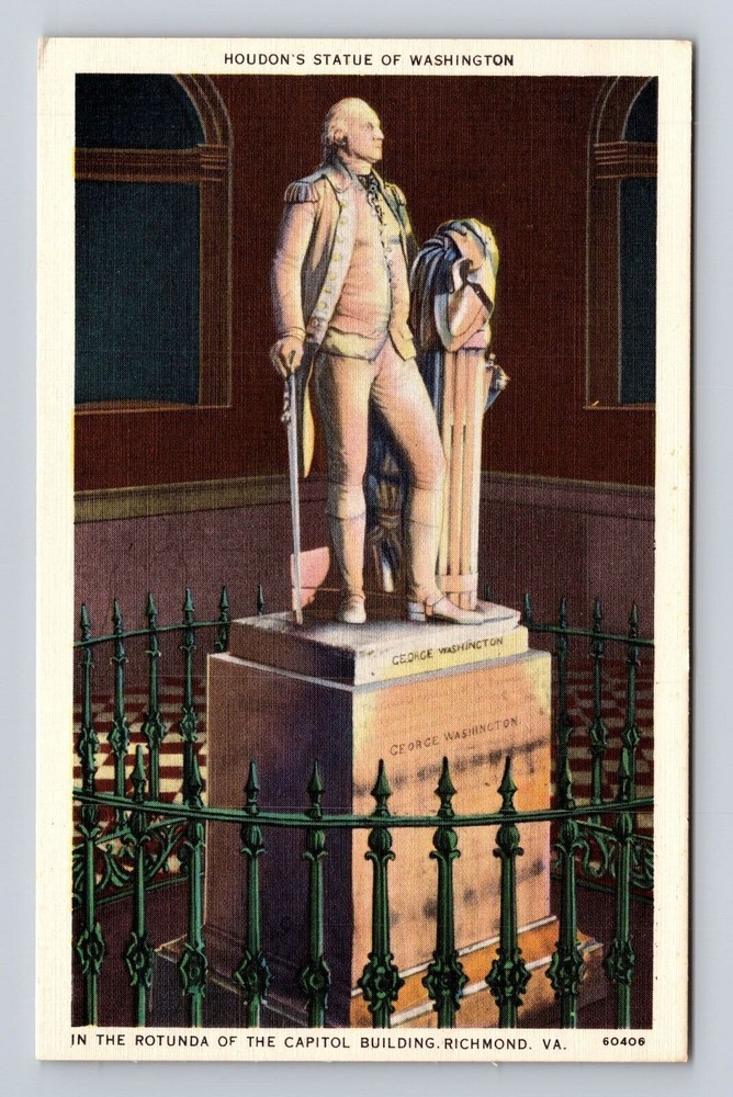 Richmond VA-Virginia, Houdon's Statue Of Washington, Antique, Vintage Postcard