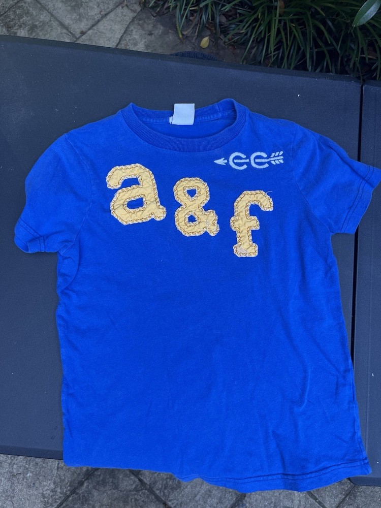 Abercrombie & Fitch Boys L Blue Cotton Crew Neck Short Sleeve Graphic Logo Tee