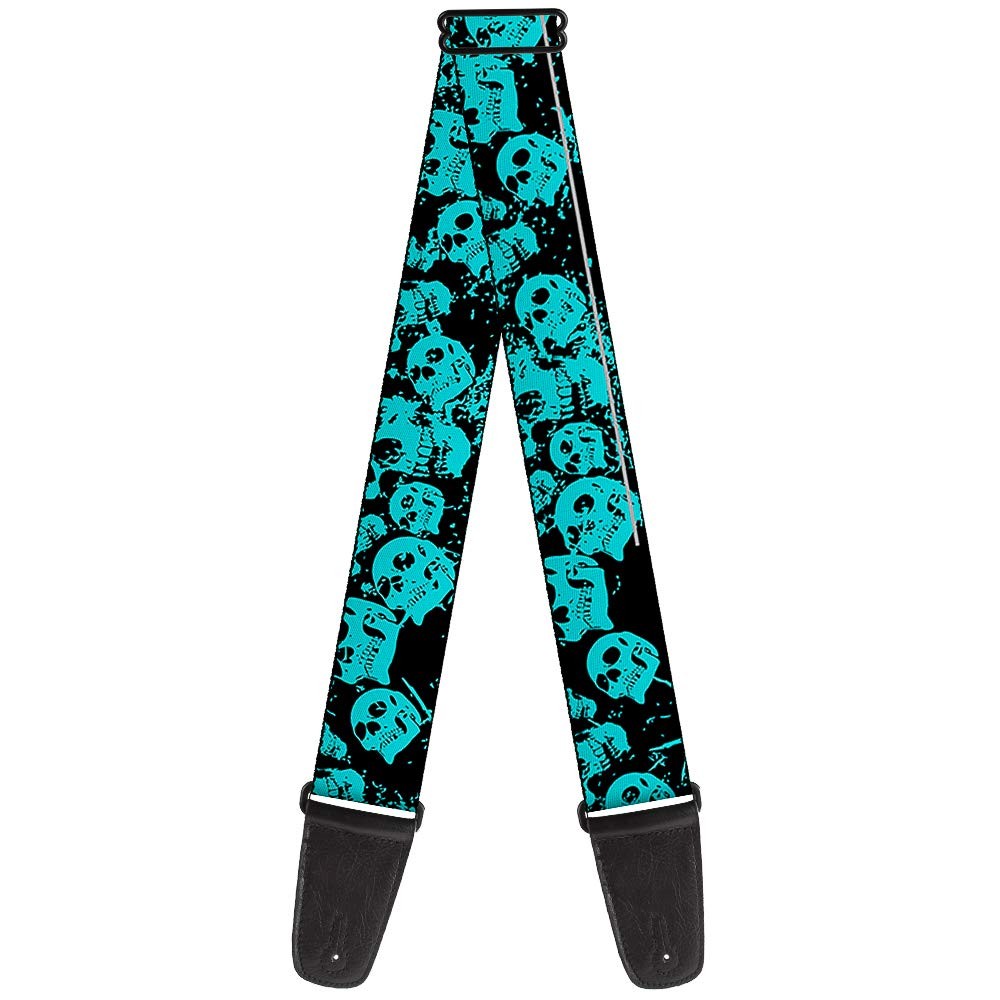 Guitar Strap - Skulls Stacked Weathered Black/Teal ACC NEWAnother great item from Rarewaves USA | Free delivery!