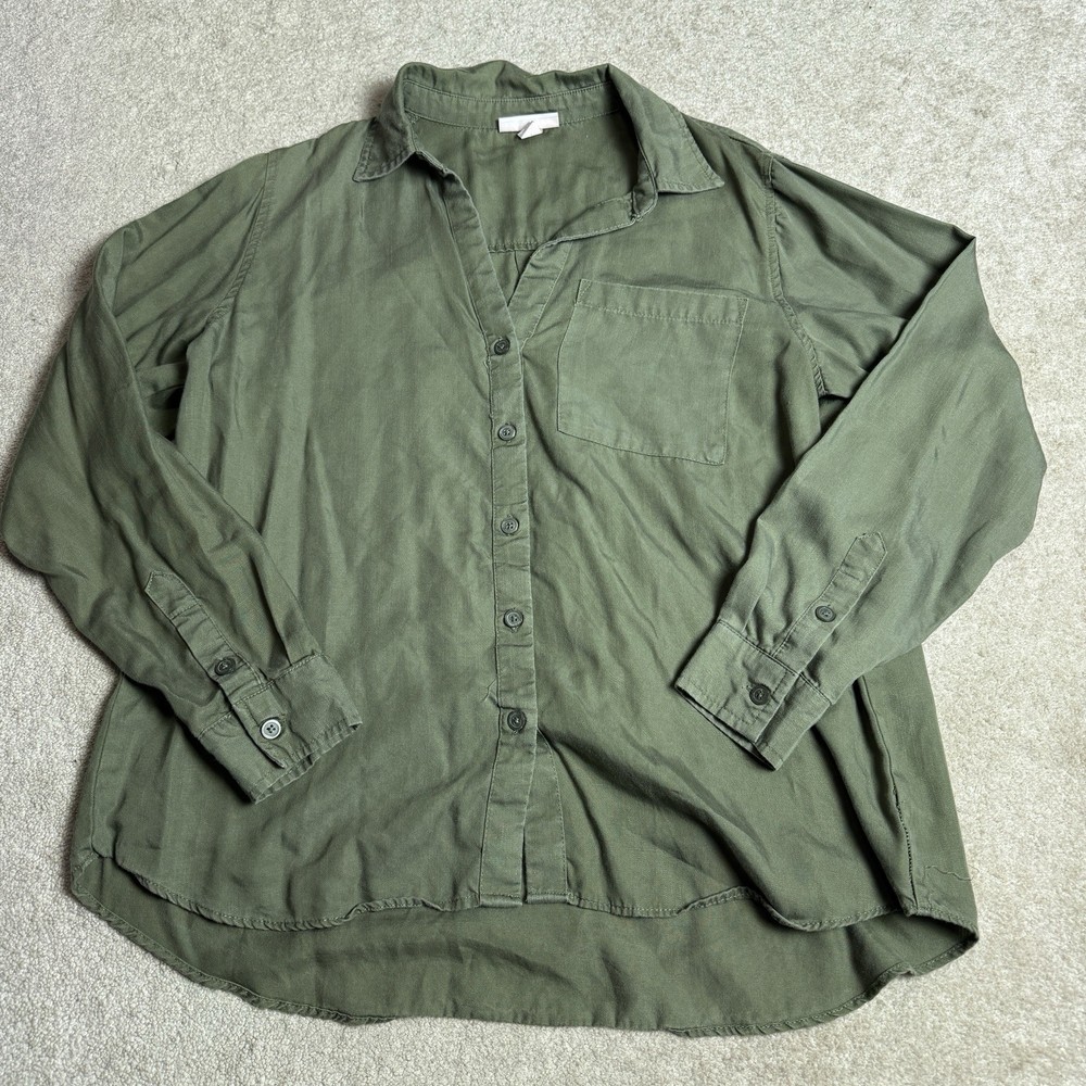 Knox Rose Womens Button Up Shirt Medium Green