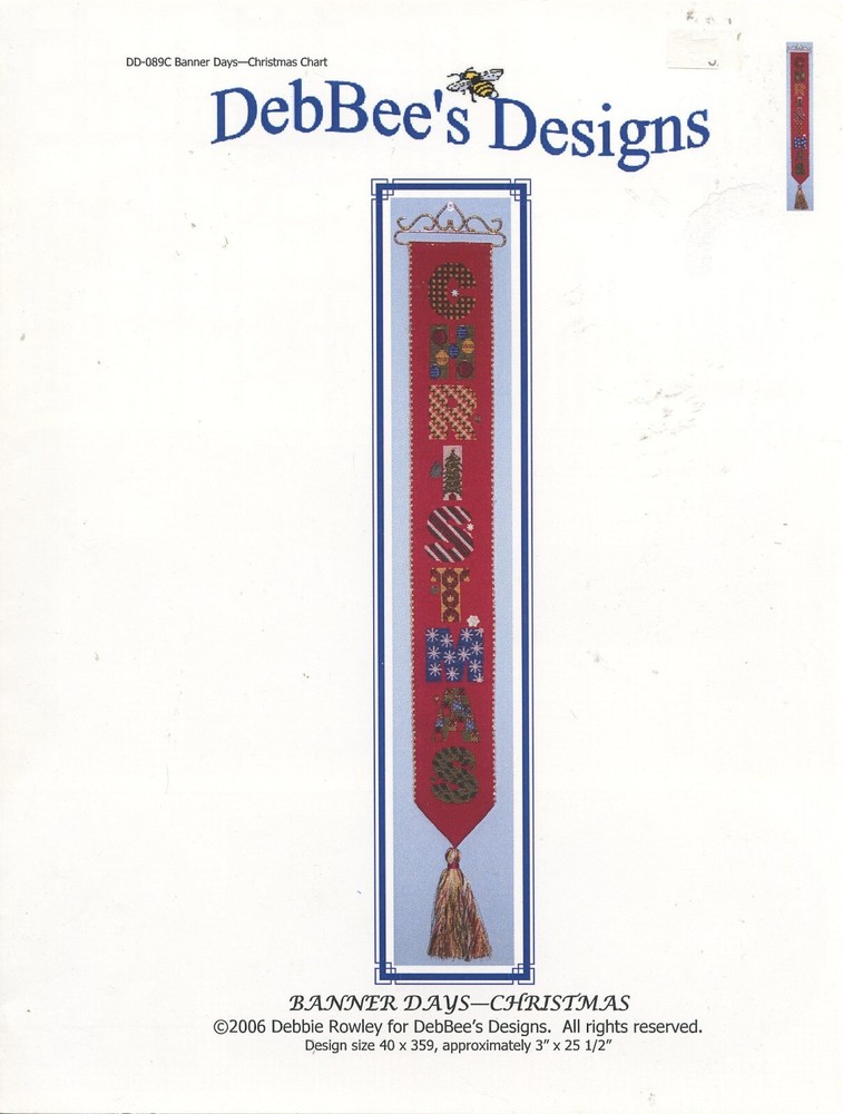Debbee Rowley Cross Stitch Christmas Banner Days Pattern by DeBees Designs  