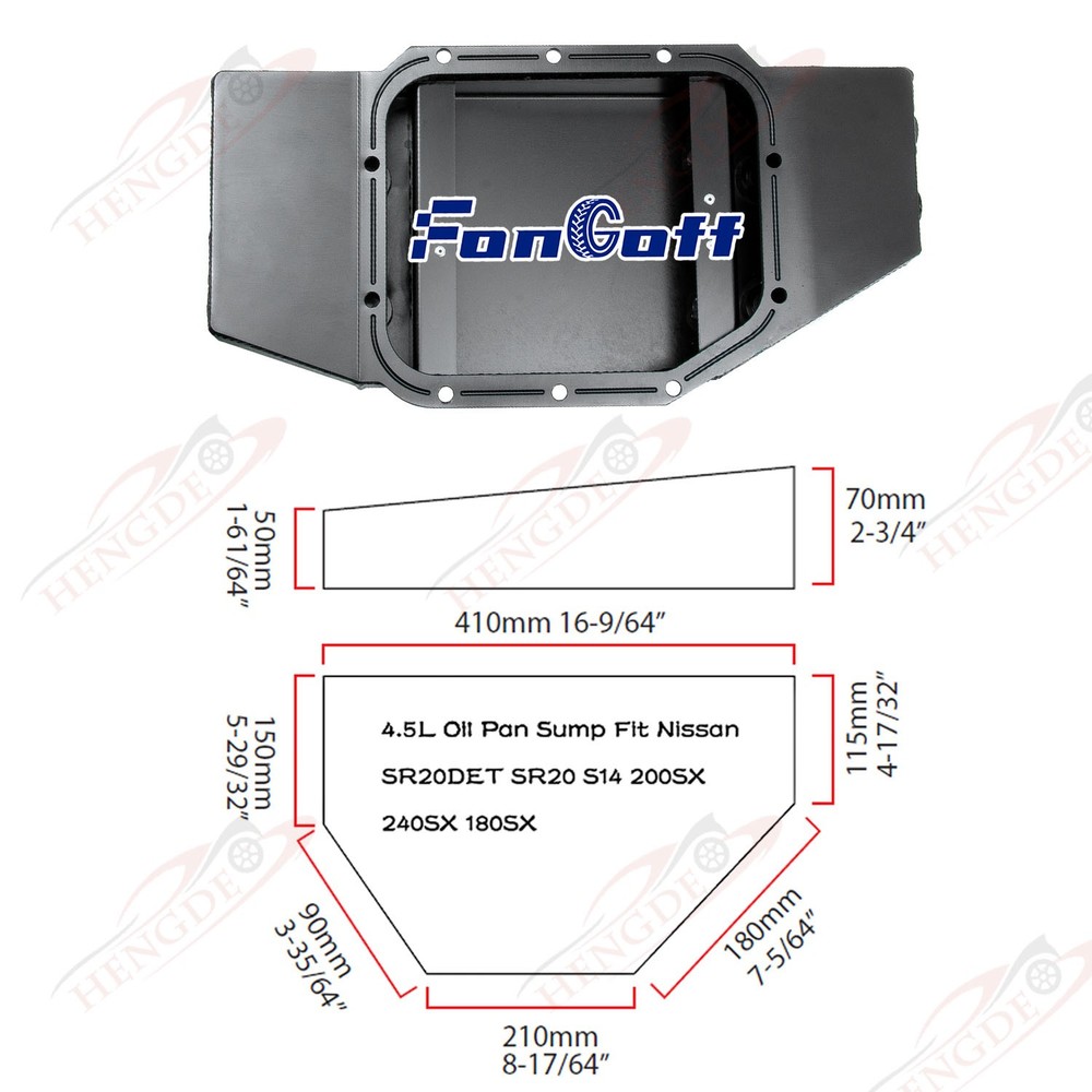 Fabricated Aluminum Alloy 4.5L Oil Pan Sump Fits All SR2DET Model Engines