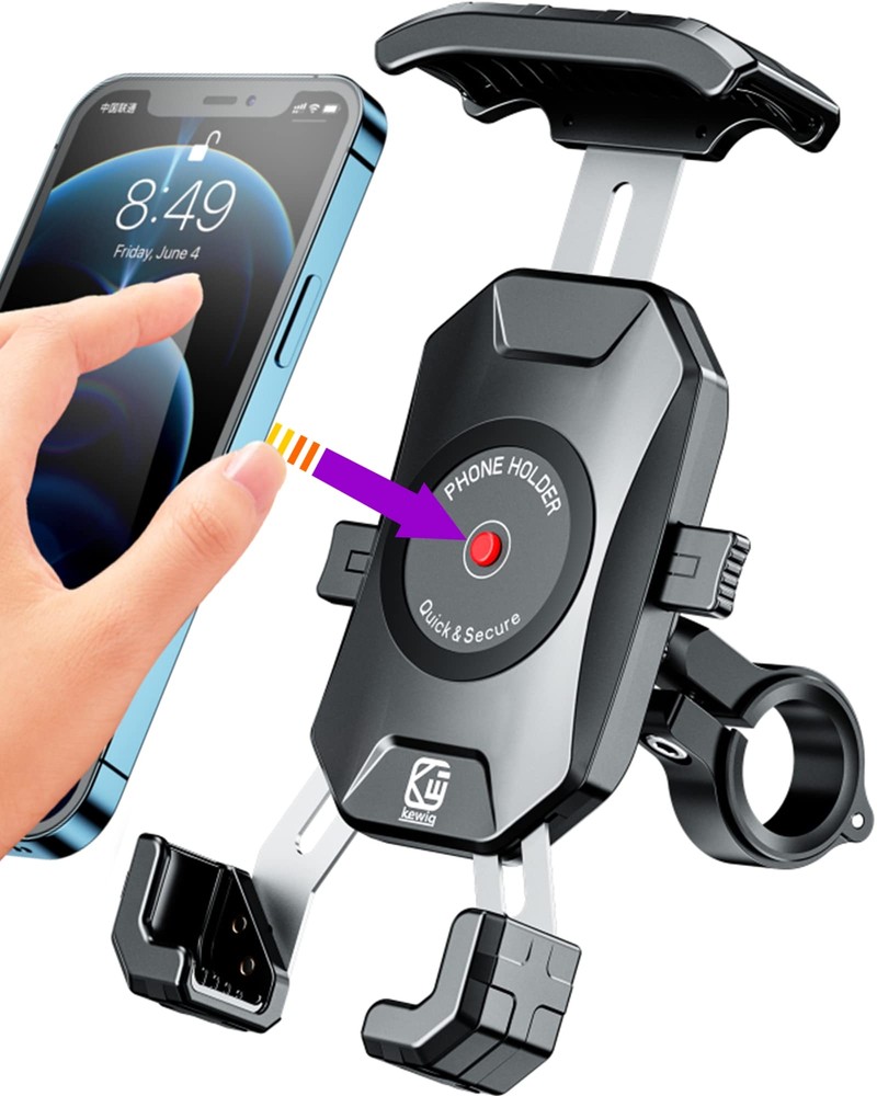 Motorcycle Phone Mount, [1s Lock] [One Hand Operation] Bike Phone Mount, Alum...