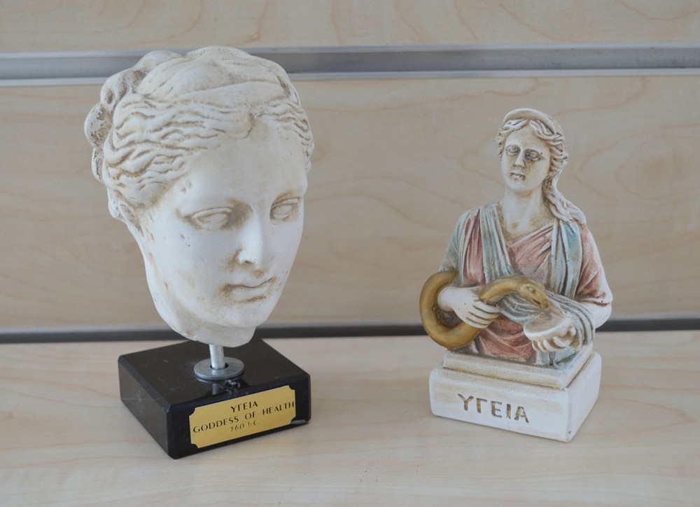 Hygieia head and bust sculpture set artifacts