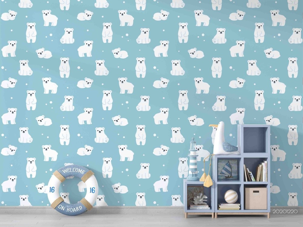 3D Polar Bear Baby Pattern Wall Murals Wallpaper Murals Wall Sticker