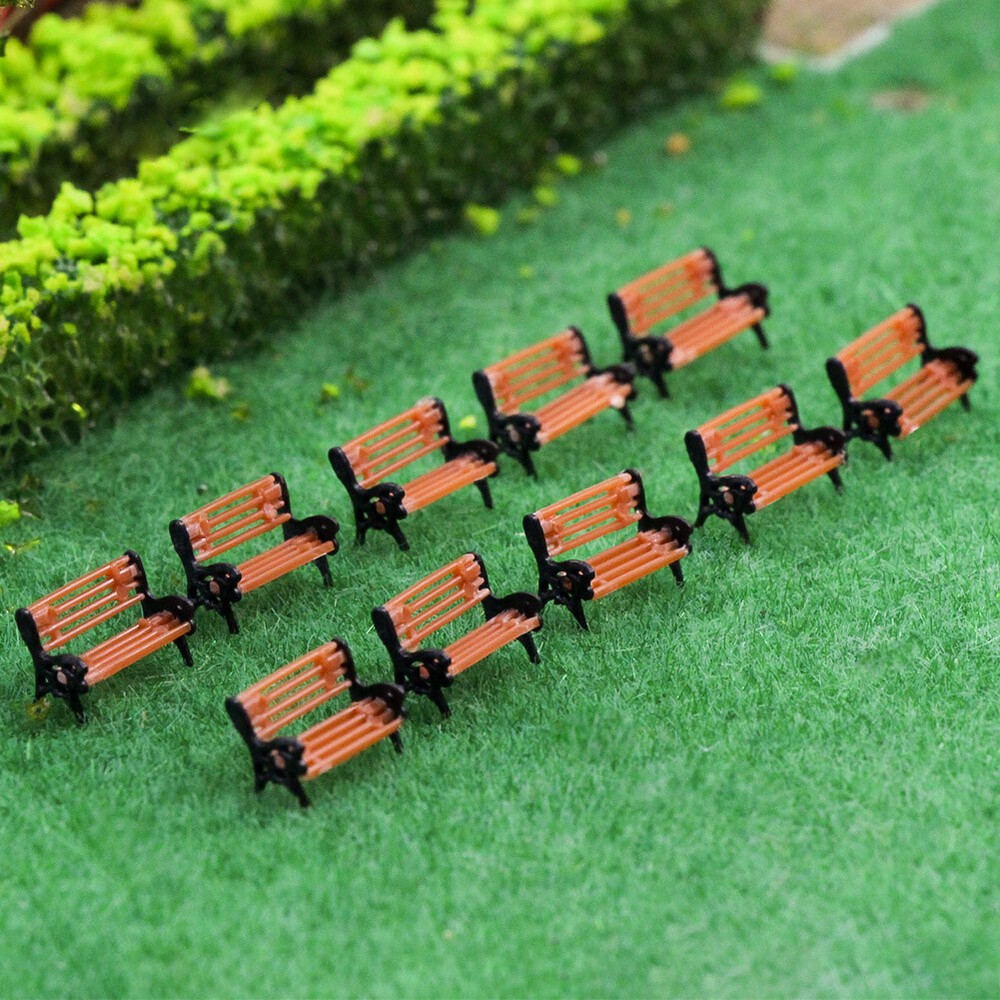 10pcs Model Trains N Scale 1:160 Bench Chair Settee Model Park Scenery YZ150