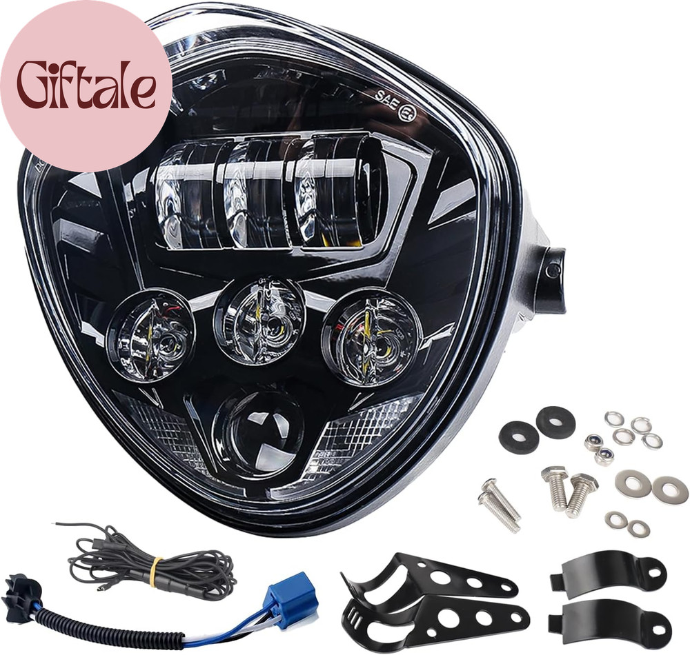7Inch LED Motorcycle Headlight Hi Lo Beam White&Red DRL with Universal Motorcycl