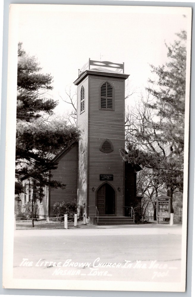 RPPC~Nashua Iowa~Little Brown Church In The Vale Exterior~Real Photo Postcard
