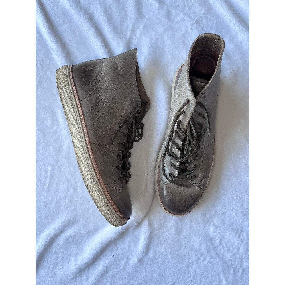 Frye Mens High Top Leather Sneakers 10.5 Gray Lace Up Casual Shoes