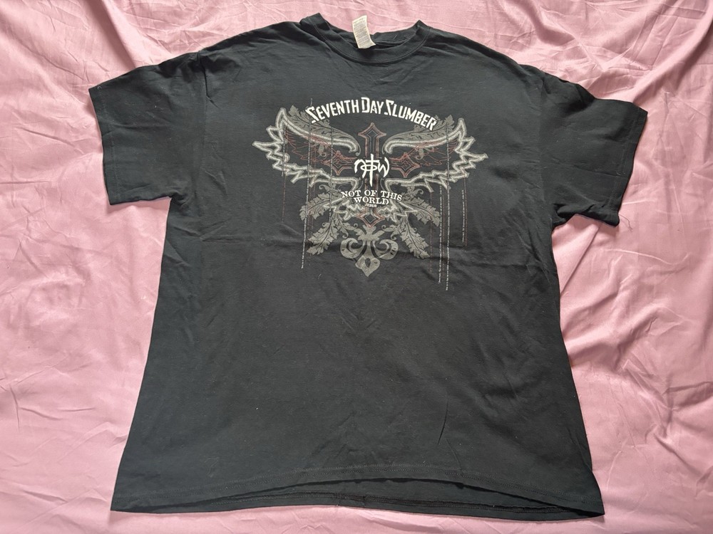 Jesus Shirt Mens XL Black Not Of This World Seventh Day Slumber Religion Y2K