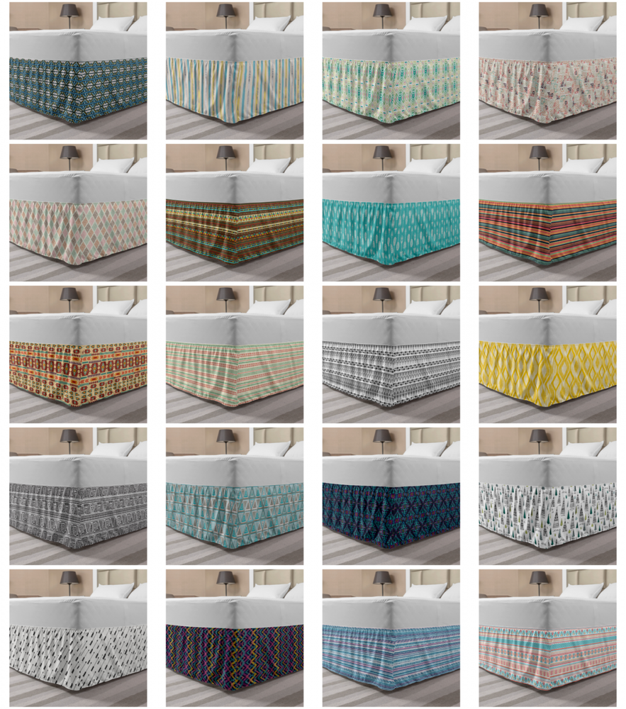 Ambesonne Tribal Bedskirt Elastic Wrap Around Skirt Gathered Design