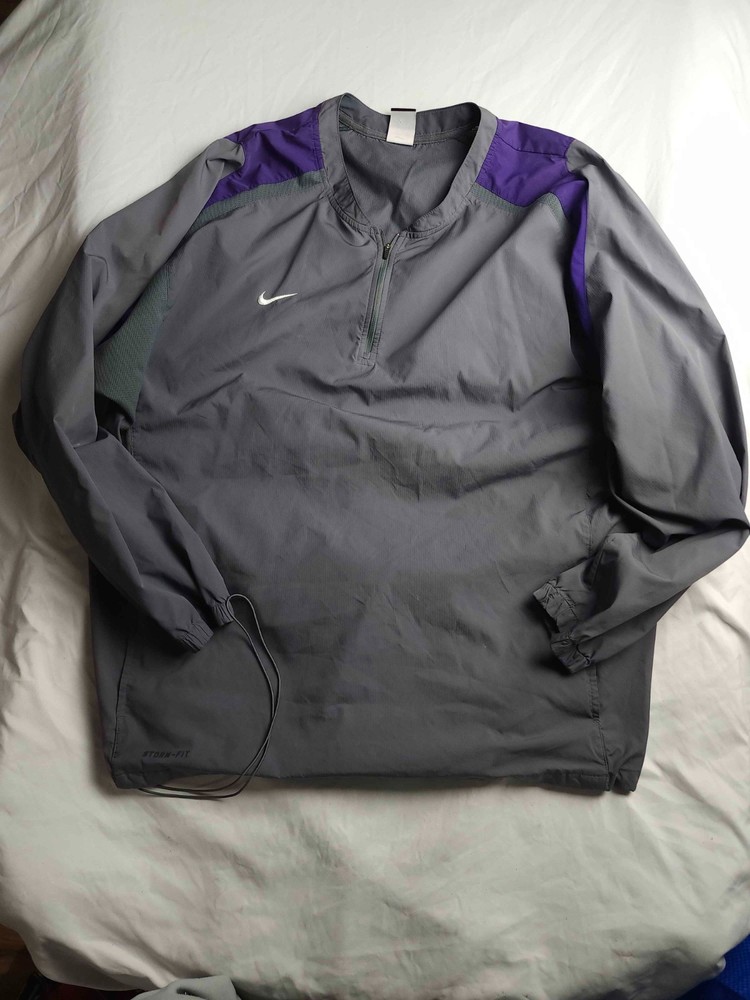 Nike Storm Fit Jacket Mens Size 2XL Gray Windbreaker Quarter Zip Pullover Swoosh