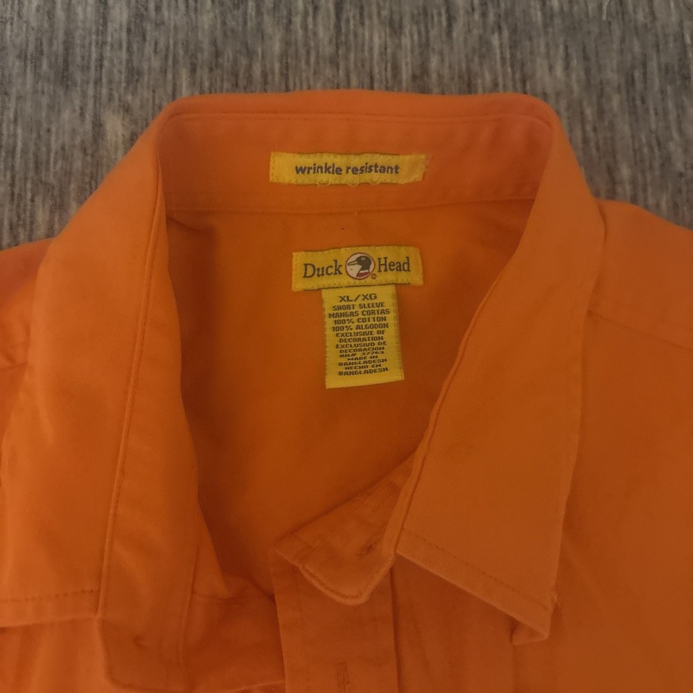 Duck Head Wrinkle Resistant Shirt Mens XL Orange Cotton Button Down Vintage
