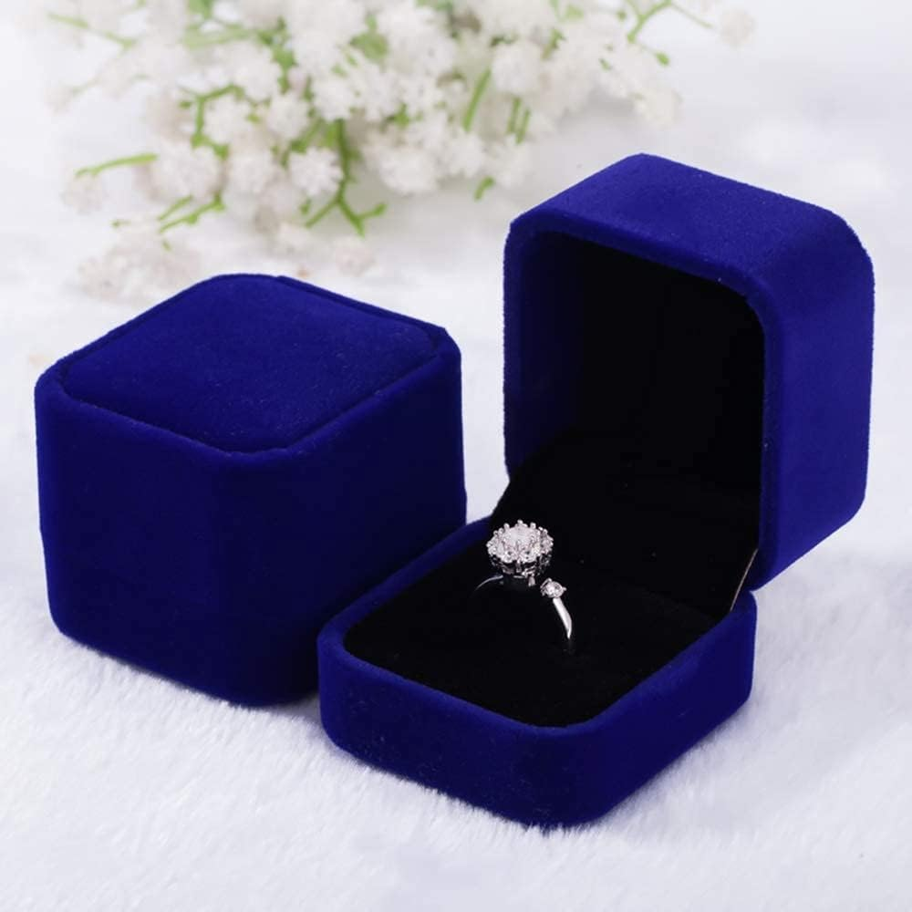 2 Pack Velvet Ring Boxes, Earring Pendant Jewelry Case, Ring Earrings Gift Boxes