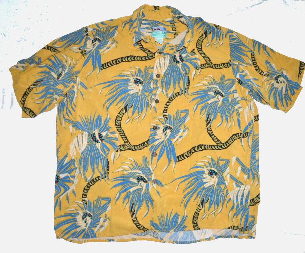 Vintage Reyn Spooner Hawaiian Shirt Men's Large Floral Yellow Aloha