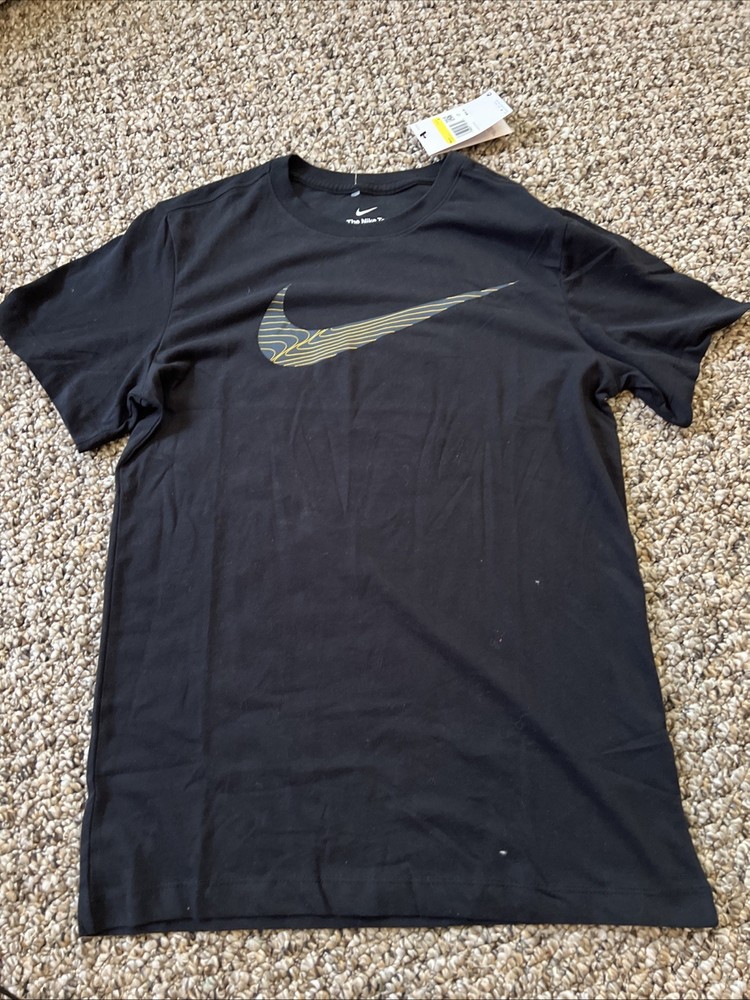 The Nike Tee T-Shirt Mens Small Dri Fit Black Athletic Cut Swoosh Short Sleeve S