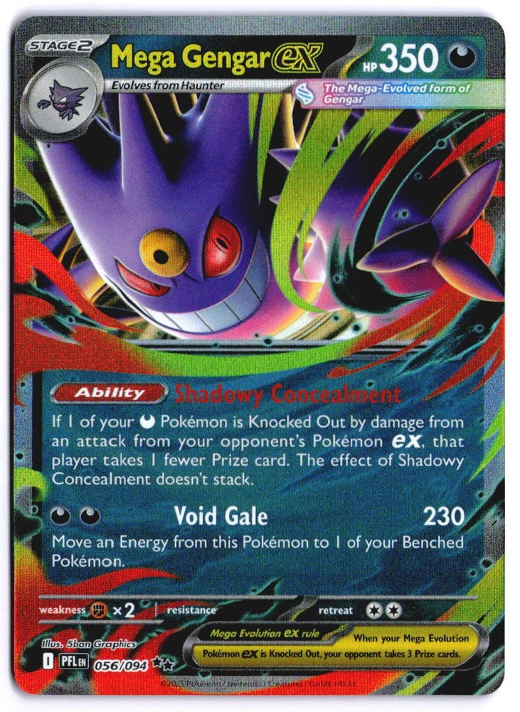 Mega Gengar ex 056/094 ME02: Phantasmal Flames Holofoil EN Pokemon NM