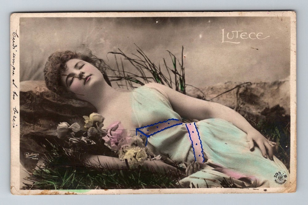 Italy- Lutuce Beautiful Sleeping Woman Souvenir Old Postal Card Vintage Postcard